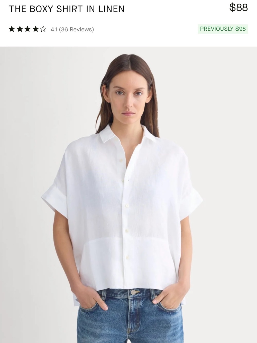 Everlane White Boxy Linen Button-Down Shirt